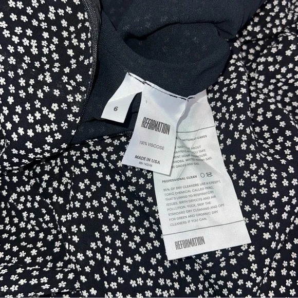 NWT Reformation Black White Floral Long Sleeve Wide Leg Missy Jumpsuit - Picture 5 of 5